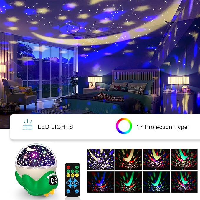 MOKOQI Dinosaur Night Light Projector for Kid Room | Dinosaur Toys for Kids 3-5 | Baby Light Projector with Music Timer and Remote Control Birthday Gifts for Boys
