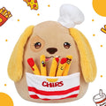 Hopearl Cute Chef Dog Plush Toy with Chips, Adorable Pillow Stuffed Animal, Smooth Plushies Pillow Gift, Soft Toy for Kids