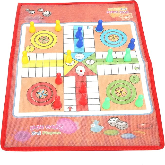 Snake and Ladder Flying Chess Set 2 in 1 Portable Family Board Game Non Woven Fabric Lightweight Durable Plastic Pieces Colorful Board for Kids Adults Indoor Outdoor Fun
