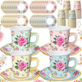 Umigy 36 Sets Mother's Day Tea Party Decorations 9 oz Floral Paper Teacups & Saucer Set for Girls Women Tea Parties Mothers Day Bridal Shower Wedding Birthday Party Decorations(Multicolored)