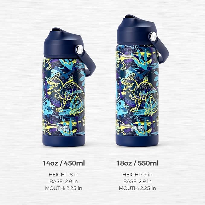 Choco Mocha Kids Water Bottle For School, Kids Insulated Construction Water Bottle Stainless Steel for Girls,18Oz Red & Blue