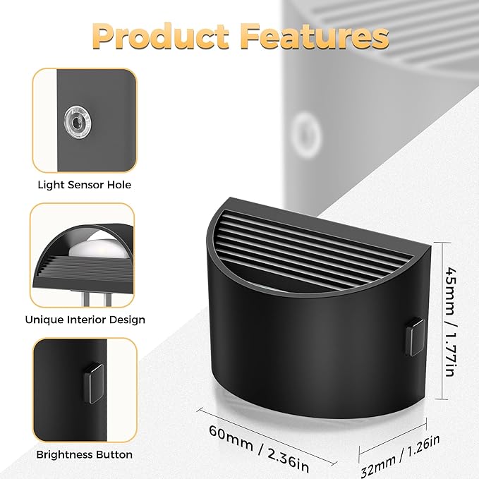 DORESshop LED Night Light[2 Pack], Night Lights Plug into Wall, 3 Level Brightness Adjustable Plug in Night Light, Dusk to Dawn Sensor, Nightlights for Adults, Bedroom, Bathroom, Hallway, Amber
