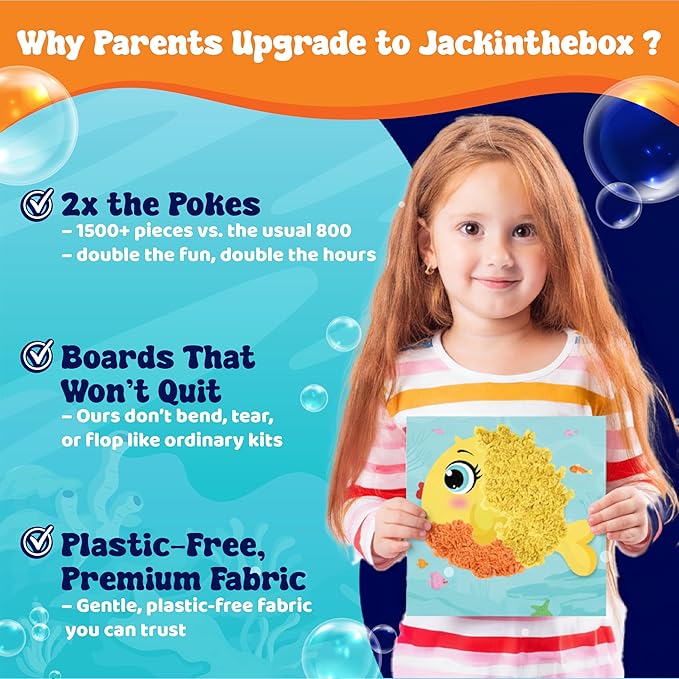 jackinthebox Poke Poke Art – Ocean Theme, Mess-Free Fabric Art and Craft, Flower Pressing Kits, Best Gifts for Girls and Boys Ages 4 5 6 7 8