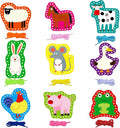 SpriteGru 9 Pieces Kids Lacing Cards, Double Sided Sewing Cards in 9 Farm Themed Cards with 9 Colorful Laces, Imagination Development Lacing Toys Games for Children Educational and Learning Activity