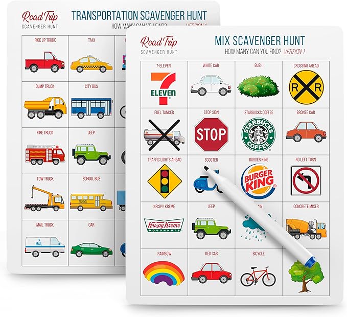 WELL BALANCED Car Bingo - Road Trip Essentials: Car Activities and Games for Kids Ages 4-8