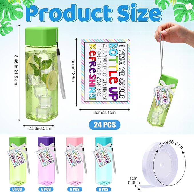 Yungyan 24 Sets End of Year Gifts for Students 17 oz Water Bottles Bulk Portable Sports Water Bottle Summer Graduation Student Gift from Teachers for Kids School Classroom Prize Goodie Bag(Screw Cap)