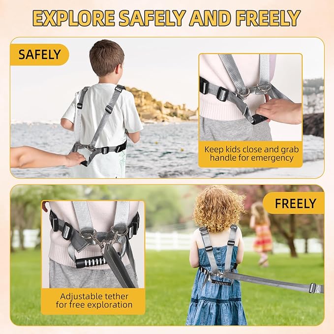 Safety Walking Harness for Big Kids 6-12, Anti-Elopement Vest Harness for Autism Special Needs ADHD, Reflective Leash with Handle for Autistic, Active Children, Adjustable Tether for Travel and Crowds
