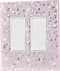 2-Gang Light Switch Cover Plate,Shiny Pink Glossy Finish,5.1"x5.1",Sparkle Design for Outlet or Double Rocker Switch