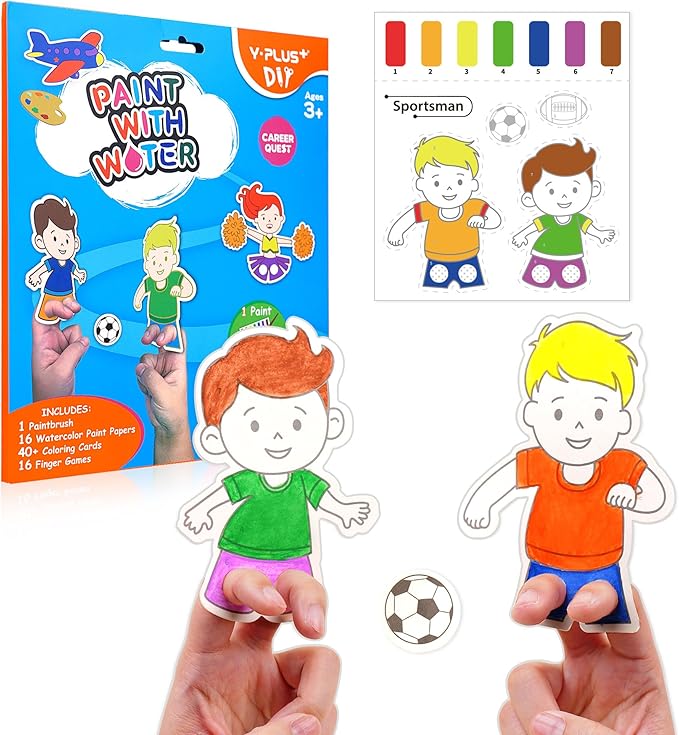 YPLUS Paint with Water Books for Toddlers, Watercolor Painting Funny Careers, Gift for Kids Ages 1-3, 2-4, 4-6