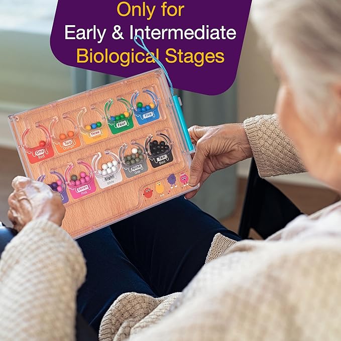 Alzheimers Products for Elderly, Wooden Handhold Games for Seniors with Dementia, Easy Magnetic Color & Number Activities for Parkinson Patients, Memory Care Cognitive Puzzle Matching Board