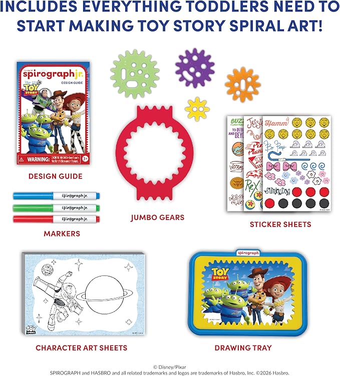 Spirograph Disney Jr. Toddler Arts and Crafts, Drawing Art Kit, Toddler Activities, Drawing Pad, Jumbo Gears, Washable Markers, Unleash Your Child Inner Artist, Ages 3+