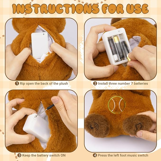 Breathing Stuffed Animal - Capybara Plush Baby Toy, Soothing Sound Machine with Music Lights & Realistic Breathing Motion, Sleeping Plushies Gifts for Kids Adults