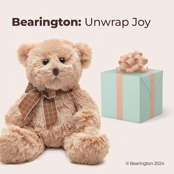 Bearington Lil' Bensen Stuffed Teddy Bear for Babies - 10" Soft Stuffed Bears Plush Toy with Classic Design - Adorable Cuddly Brown Bear Gift for Baby Showers, Boys, Girls, and Animal Lovers