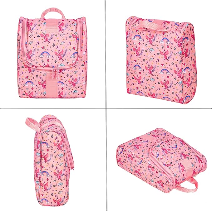 Remobia Hicol Cute Cartoon Hanging Kids Toiletry Bag Children Travel Cosmetic Makeup Organizer Wash Bag Shower bag Over Night Bag Camping Shaving Kit Bag for Boys & Girls(Fairy)