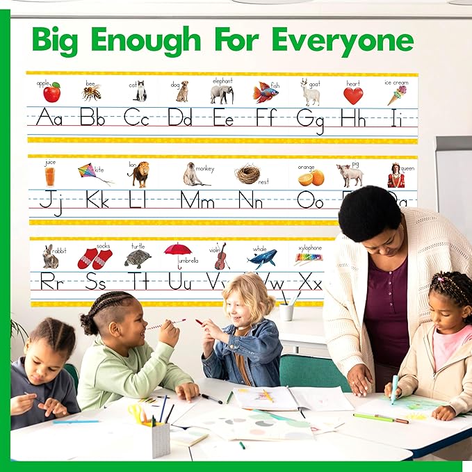 Alphabet & Number Line Bulletin Board Set, 12 PCS ABC & 123 Wall Decorations 26 Upper & Lower Case Letters Plus Numbers 0-10 for Preschool, Kindergarten Classroom Playroom Bedroom Decors