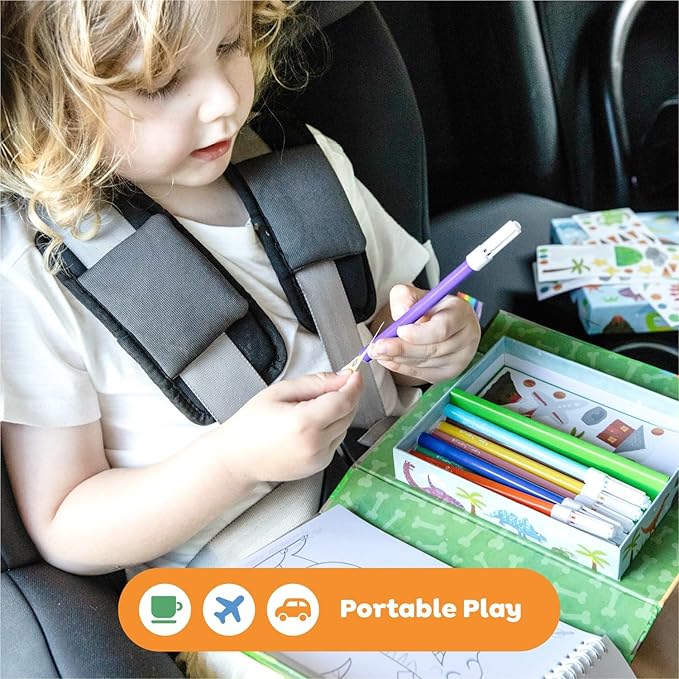 Tiger Tribe Coloring Set - Dinosaurs, Activity Set for Kids, incl. Stickers & Markers Portable Storage Box, Perfect for Travel, Great Gift