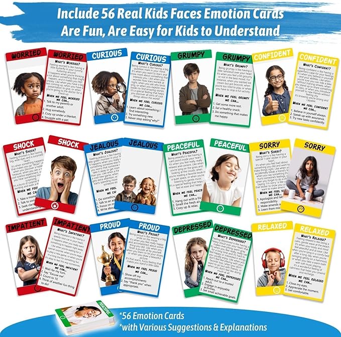 Garybank Emotions Swat Games for Kids Social Emotional Learning Activities, W/56 Emotion Cards, Speech Therapy Materials for Autism, Play Therapy Toys for Counselors, Sight Word Game