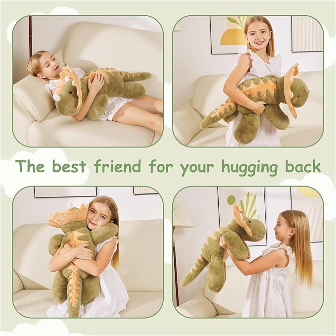 GILFWM Weighted Stuffed Animals Dinosaur - 26.8" Big Stuffed Animal Toy Pillow for Kids & Adults, 5 lbs Soft Washable Weighted Dino Plush