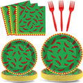 100 Pcs Chili Cook Off Party Plates and Napkins Set Pepper Birthday Decorations Mexican Party Supplies Mayo Tableware Fiesta Themed Party Favors for Red Chili Party Decorations Serves 25