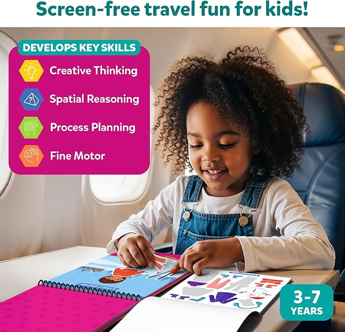 Skillmatics Reusable Sticker Activity Book - Peelies, 100+ Reusable Cling Stickers, 6 Pictures, Mess-Free Fun for Kids, Creative Play & Travel Toy, Gifts for Ages 3, 4, 5, 6, 7