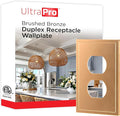 UltraPro Screwless Duplex Receptacle Wallplate, 1-Gang – Modern Snap-On Cover, Child-Safe, Durable Polycarbonate, Easy DIY Installation – Brushed Bronze – 85748