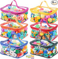 6 Packs Clear Toy Storage Bags, Colorful PVC Waterproof Toy Organizer with Zip Reusable Bags for Building Blocks, Board Game, Puzzles, Kids Books, Stationery