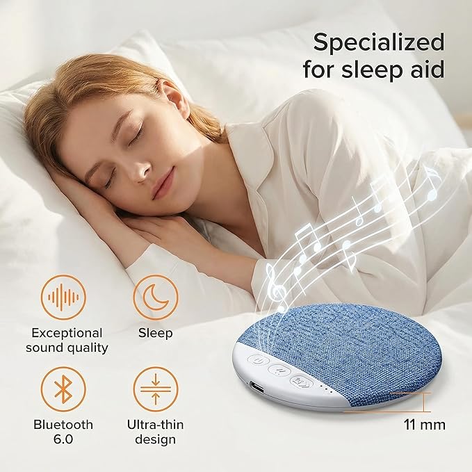 Ultra-Thin Bluetooth Pillow Speaker,Mini Portable Under Pillow Speaker with White Noise Timer Wireless Sleep Aid,Bone Conduction Sound Design for Side Sleepers,Private Stereo Sound for Adult&Kid,Green