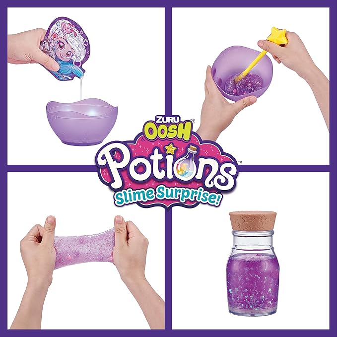 Oosh Potions Slime Surprise (Purple) by ZURU DIY Slime Kit with Sparkles, Beads, Glittler, Stress Relief, Party Favors, Magical Fluffy Putty Slime for Kids and Girls Ages 6+
