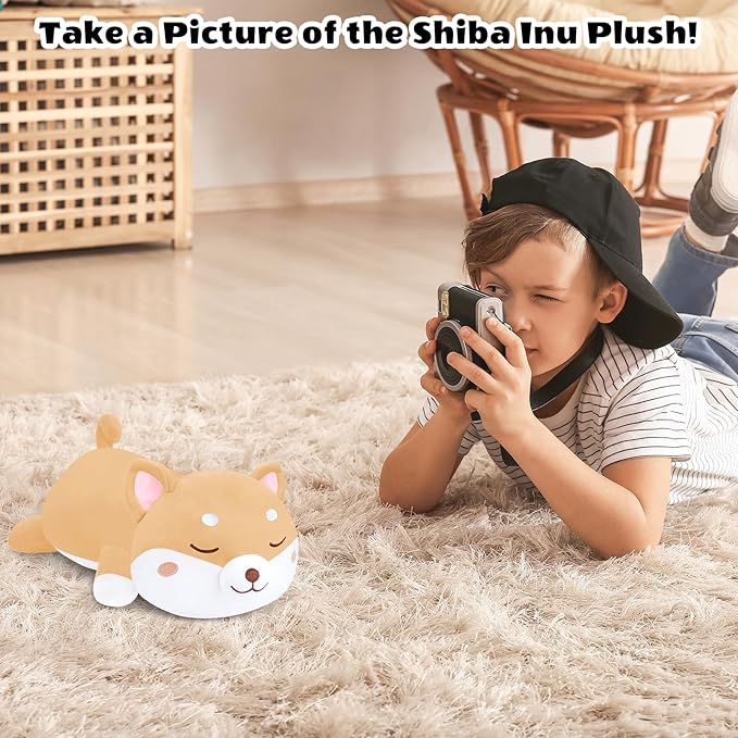 Finebee Weighted Shiba Inu Stuffed Animals, Cute Weighted Dog Plush, Soft Stuffed Weighted Shiba Inu Plushie Gifts for Kids & Adults(13.8" 1.6Lbs)