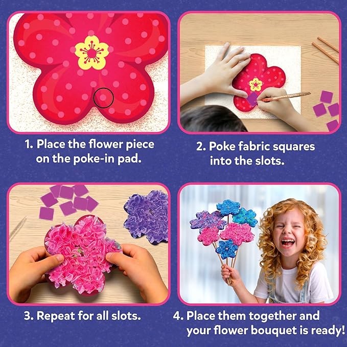 Skillmatics Poke-in Art - Flower Bouquet, DIY Wood Craft Kit, Mother’s Day Gift, Mess-Free Creative Play for Girls and Boys Ages 4, 5, 6, 7, 8, 9, Fine Motor Skills, Screen-Free Fun