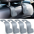 SINGARO Universal 4 Pack Car Seat Headrest Purse Hook, Carbon Fiber Back Seat Hook Storage Organizer Hanger for Purse Handbag Coat, Car Interior Accessories(Gray)