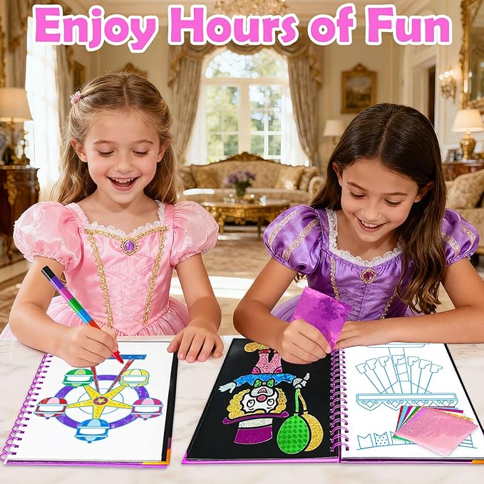FUNNYB&G Foil Art Crafts for Kids Ages 4-8: Mother's Day 2026, Birthday Gift for Girls, Art and Crafts Supplies, Party Favors, Creative Toys for Girls 4 5 6 7 8 9 Years Old(Amusement Park)