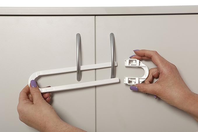 Dreambaby U Shaped Cabinet Locks - Extra Long Child Lock for Cabinets - Gliding Baby Safety Locks (6 Pack)