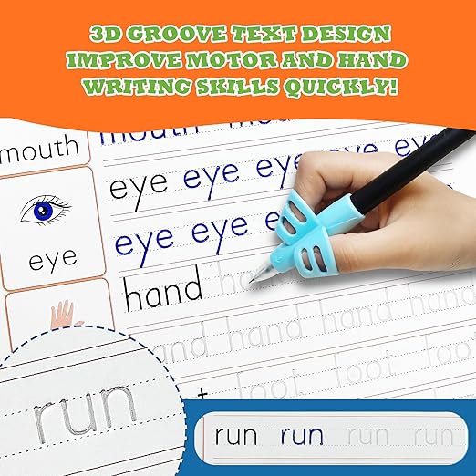 Magic Grooved Writing Practice for Kids Ages 3–5, Reusable Grooved Writing Books for Kids 3–5, Handwriting Practice for Kids 5–7, Preschool Tracing Workbook & Learning Activities