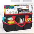 Godery Desktop Tote and Organizer, Teacher Helper caddy Bag for Arts, Books, Stationery, Office Desk Organization, Make-up Storage with Handles for Travel (Black)
