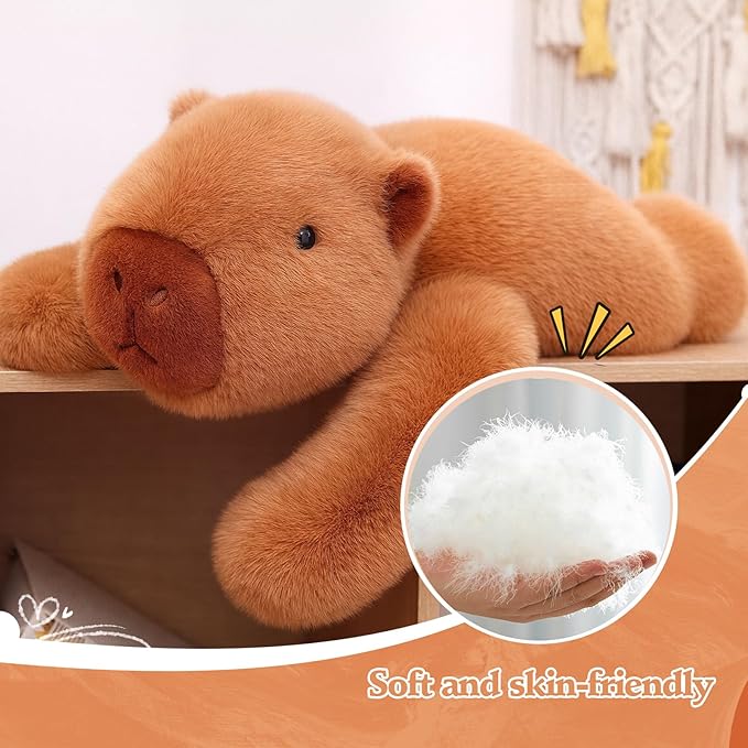 1.54lb Capybara Plush for Girls Weighted Stuffed Animals for Adults, Kawaii Ultra Soft Adorable Capybara Plush Toy, Huggable Capybara Gift for Kids Boys 17in