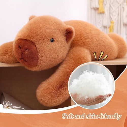 1.54lb Capybara Plush for Girls Weighted Stuffed Animals for Adults, Kawaii Ultra Soft Adorable Capybara Plush Toy, Huggable Capybara Gift for Kids Boys 17in