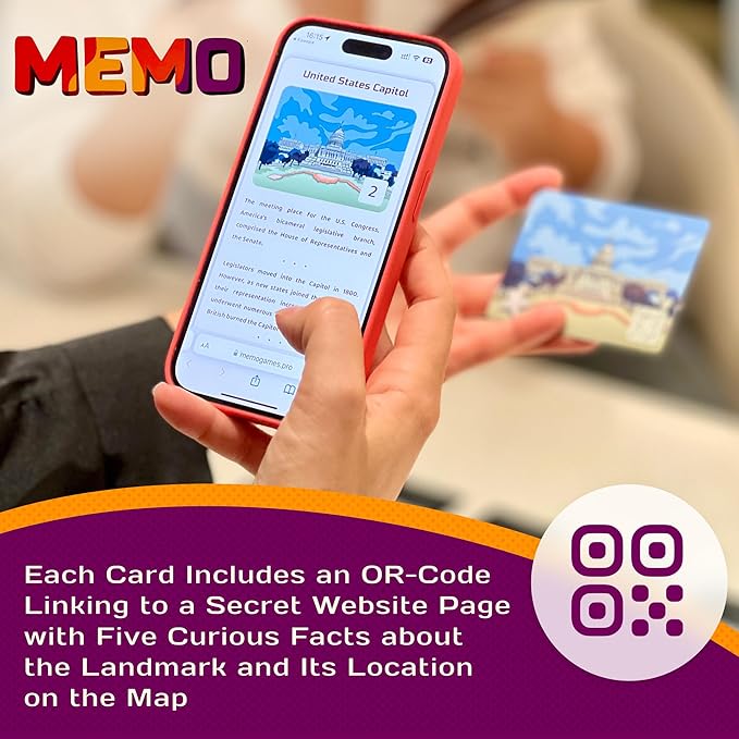 Washington, D.C. Landmarks Memory Matching Card Game – 50 Cards, Educational & Fun Family Game for Teens, Adults & Seniors – Travel Pack