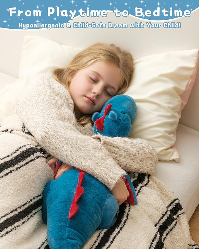 35.4" Weighted Dragon Plush Toy, 5lb Weighted Stuffed Animals, Silent Glass Beads Large Dragon Pillow for Sensory Relaxation for Kids and Adults, for Bedtime & Lounging