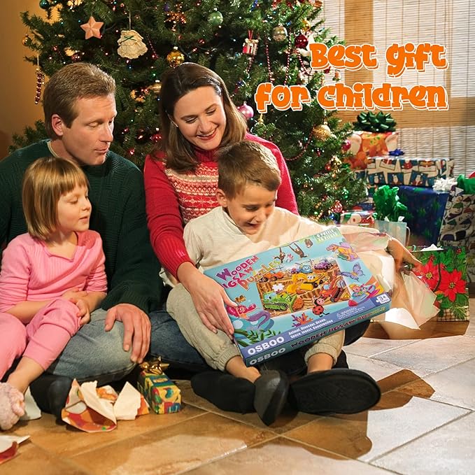 Wooden Puzzles for Kids Ages 4-6-8, 48 Piece Jigsaw Puzzles for Kids 3 4 5 6 7 8 Year Old, Toddler Children Preschool Puzzles Educational Toys for Boys and Girls