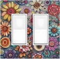 Decorative Outlet Covers Colorful Rainbow Pointillisme Flower 2 Gang Double Gfci Rocker Electrical Wall Panels Light Switch Cover Plate For Bed Room Home Decor