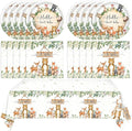 Safari Party Supplies,Baby Shower Plates and Napkins Set,Jungle Oh Baby Paper Plates,Napkins,Tablecloth丨for Wild Animals Jungle Theme Safari Zoo Birthday Decorations Party Supplies,Serves 20