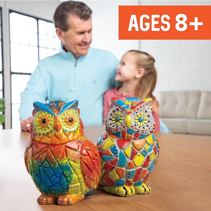MindWare Two Creative Friendship Owls Stone Décor Painting Craft Kit for Two - Ideal Kids Arts & Crafts Kit for Ages 8 & Up - Learn How to Paint