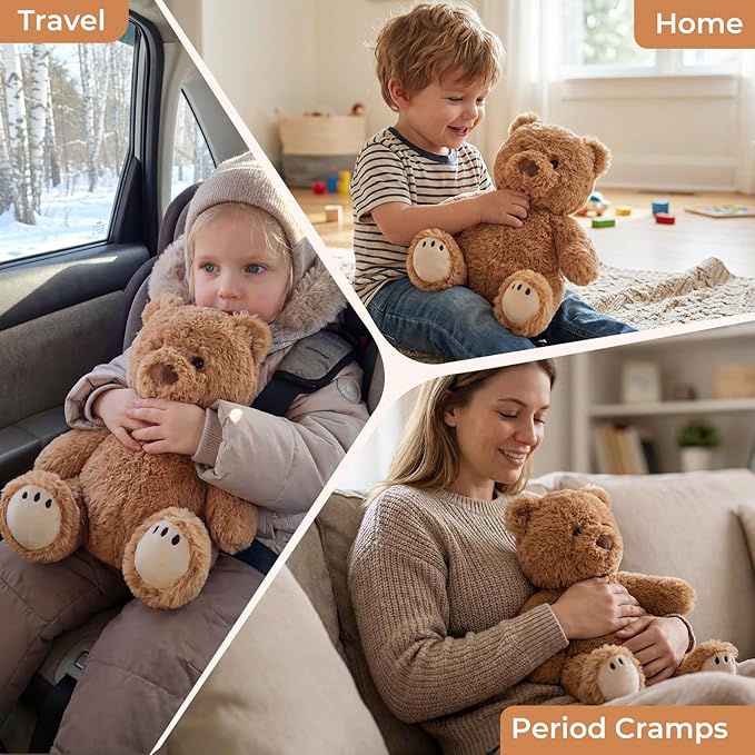 Teddy Bear Microwavable Weighted Stuffed Animals for Kids,Heating Pads Plush Bear for Period Cramps, Lavender Scented Hot&Cold Use Comforts Stress&Pain, Cozy Toy Gifts for Gils Boys Adults