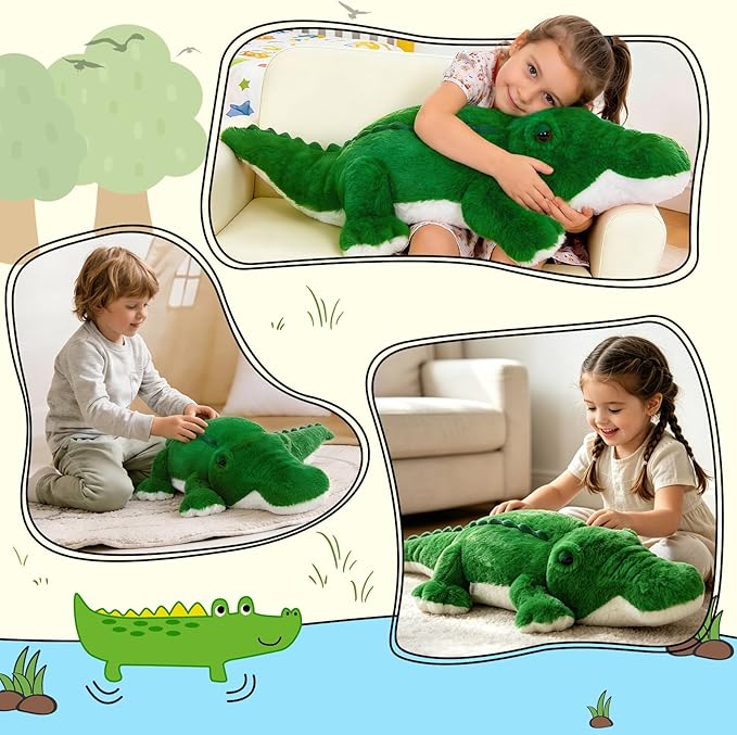MorisMos 34inch Giant Alligator Stuffed Animal, Soft Fluffy Alligator Plush Toy, Big Stuffed Huge Crocodile Plush Gifts for Kids Boys Girls Brithday
