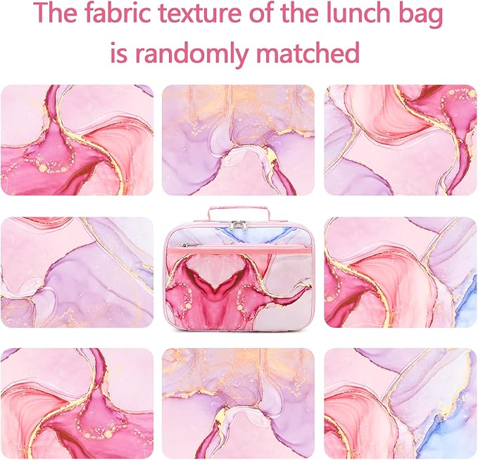 LOIDOU Kids Lunch Box for Girls, Cute Small Insulated Lunch Bag Tote Holds Lunch Box/Water Bottle/Snacks, Lightweight Water Resistant Toddler Lunch Bag for Daycare/School, Pink