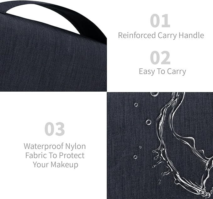 Lcsmaokin Large Capacity Toiletry Bag Travel Bag with Hanging Hook for Men and Women Waterproof Travel Cosmetic Bag Bathroom Storage Bag for Brushes Set,Full-Sized Shampoo,Toiletries,Accessories-Black
