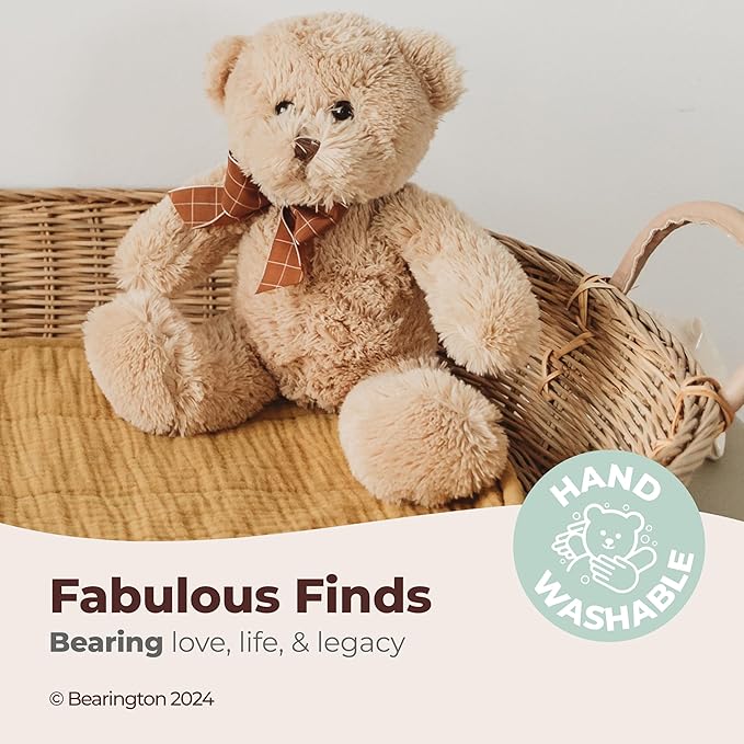 Bearington Lil' Bensen Stuffed Teddy Bear for Babies - 10" Soft Stuffed Bears Plush Toy with Classic Design - Adorable Cuddly Brown Bear Gift for Baby Showers, Boys, Girls, and Animal Lovers