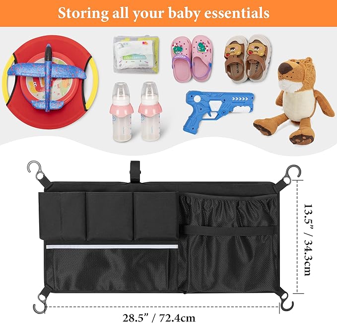 Stroller Wagon Cargo Net, Wagon Accessories Organizer Compatible with WONDERFOLD W-Series Models, Large Capacity Mesh Cargo Storage Bag with Sorting Pockets Compatible with Keenz Wagon, Black