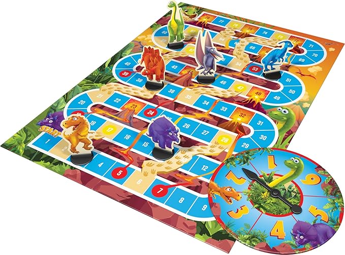 Dinosaur Snakes and Ladders Game – No Reading Required – Preschool Board Game for Ages 3 and up by Outset Media